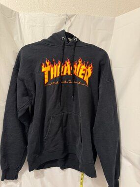 Thrasher Magazine Black Flame Logo Pullover Skater Graphic Hoodie Sweatshirt M